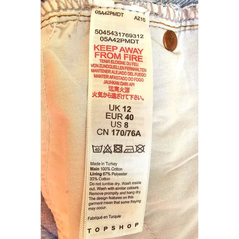 Topshop Kiri High-Waisted Distressed Denim Frayed Jean Shorts w/ Pockets